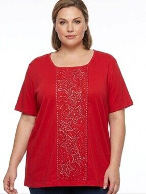 NWT Alfred Dunner Starburst Square Neck Top